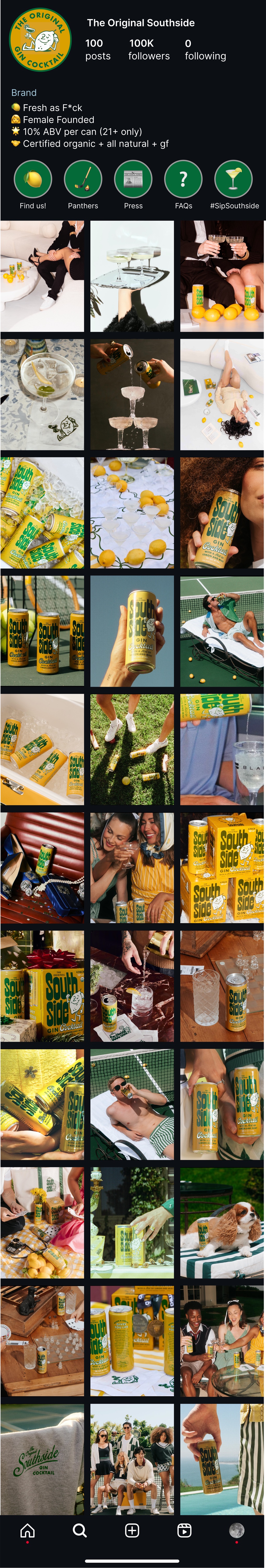 Curated Southside Gin Instagram feed